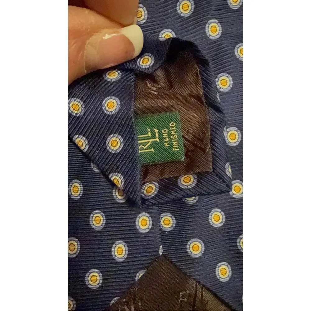 Lauren Ralph Lauren Pure Silk Tie Blue Yellow Academic Career